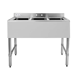 HALLY 3 Compartment Sink of Stainless Steel NSF Commercial Utility Basin with 10″ L x 14″ W x 10″ D Bowl for Bar, Restaurant, Kitchen, Hotel and Home