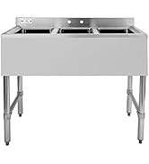 HALLY 3 Compartment Sink of Stainless Steel NSF Commercial Utility Basin with 10" L x 14" W x 10"...