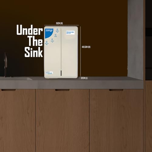 Image of Zero B Kitchenmate RO + UF Under the Sink Water Purifier | 7 Stage Purification | 8L Hydro pneumatic Storage Tank | 9 LPH High Flow Rate | Ideal for Modular Kitchens & Offices (White)