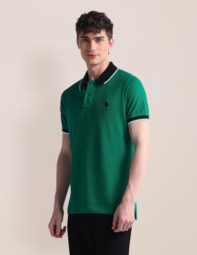 Image of U.S. Polo ASSN. Solid Slim Fit Polo T Shirts for Men - 100% Cotton, Half Sleeve Mens Tshirt