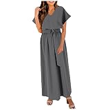 QHDDP Hochzeit Second Hand Brautkleider Sweatkleider Kleider Langarm Damen Tunika Kleid Damen Brautkleider Grosse GröSsen Romantisches Boho Brautkleid Spitzenkleid Brautkleid Zweiteiler (Grau, L)