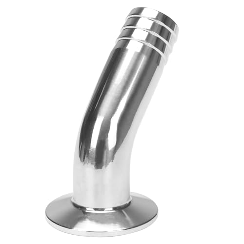 Image of DERNORD Sanitary Hose Barb Pipe Fitting 1.5 inch Tri Clamp (50.5MM Ferrule) 45 Degree Elbow Tube OD 1 inch /25MM