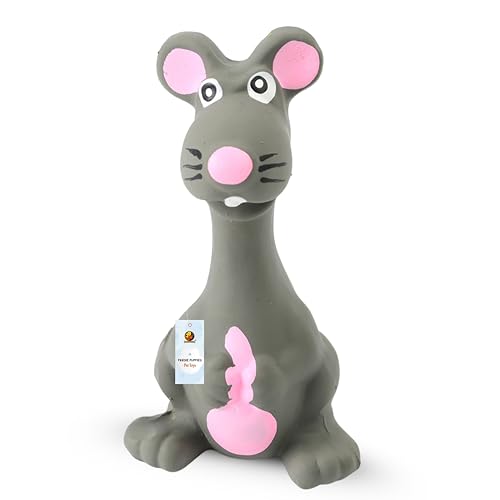Image of Foodie Puppies Squeaky Latex Dog Toy for Small Dogs & Puppies | Grey Mouse Shape | Durable, Soft & Safe | Fun Chew, Fetch & Play Toy | 14cm | Interactive Animal Design with Cotton Filling