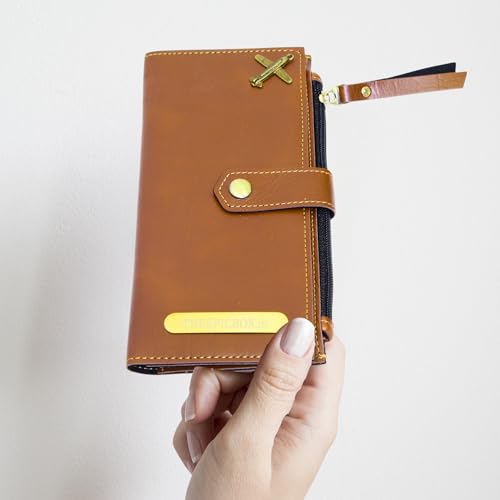 Image of Personalized Leather Wallet | Custom Name & Charm | Unisex Faux Leather Wallet with Button Closure | Stylish & Durable Gift for Men & Women (Tan)