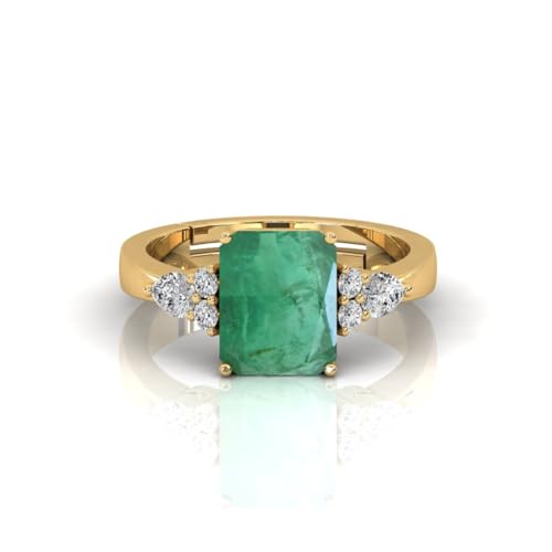 7.00 Carat Unique Natural Emerald Gemstone Promise Gold Plated Ring For Birthday Present For