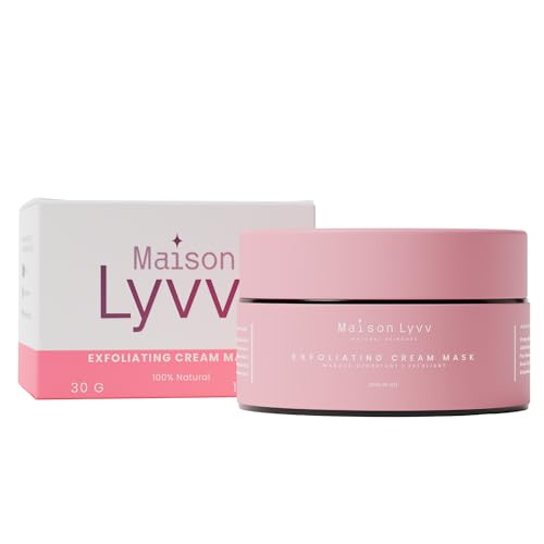 Exfoliating Face Mask Cream with Charcoal, Coffee & All Natural Ingredients, Purifying & Hydrating Skincare for Gentle Conditioning of All Skin Types, 1.06 oz