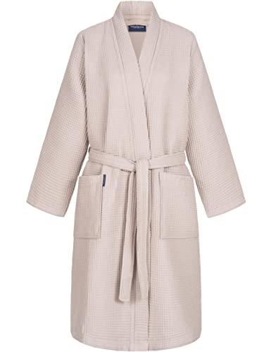 Superior Damen Bademantel Aus 100% Baumwolle – Waffelstruktur Mit Frotteefutter, In 6 Farben, Größen S–XL