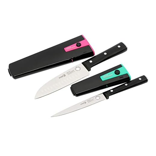 Wiltshire Stainless Steel Kitchen Knife with Built in Sharpener and Locking Sheath…71-72 (Santoku and Utility Knife Set)
