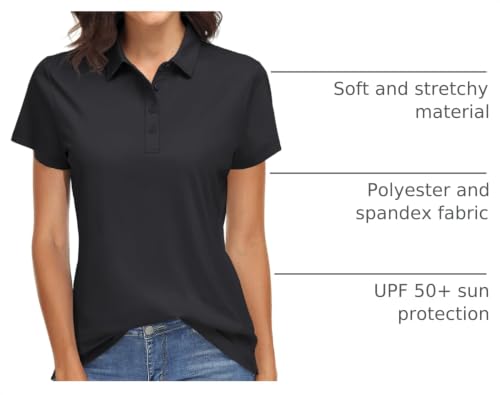 Image of TACVASEN Women's Golf Polo Shirts Short Sleeve UPF 50+ Sun Protection Golf Shirts for Women Quick Dry Collared Polos