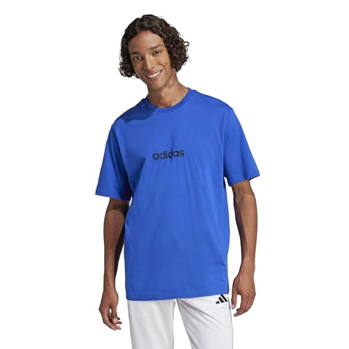 Adidas Men's Essentials Linear Sportswear Sportswear T-Shirt, Team Royal Blue/Black, Large