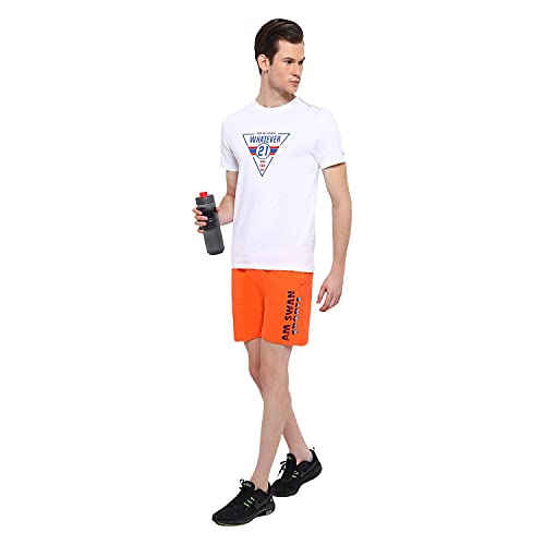 Image of AM SWAN Mens Premium Cotton Colourblocked Printed Stylish Comfort Knee Length Shorts