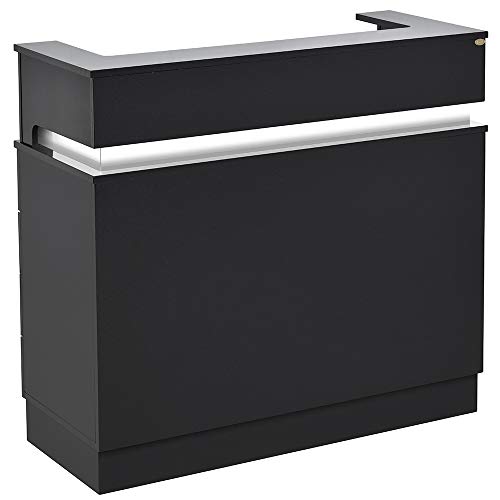 small black reception desk
