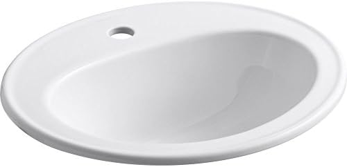 KOHLER K-2196-1-0 Pennington 20-1/4 Oval Drop-In Bathroom Sink Bowl, White image 3