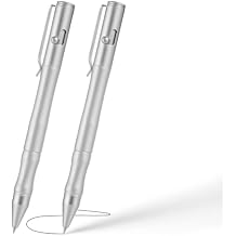 Origin-Joy Brass Bolt Action Pen Set, Heavy Duty EDC Copper Metal Tactile Turn Pen With Gel Ink Refills Nickel White