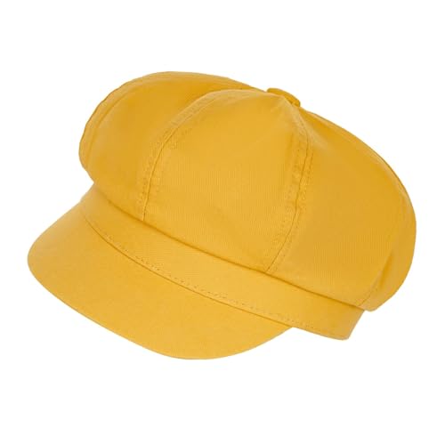 Newsboy Hats for Women - Classic 8-Panel Cabbie Hat with Adjustable Elastic Band - Breathable Cotton Cap for Daily Wear Comfortable Fit for All Seasons (Yellow)