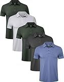 TELALEO 5 Pack Mens Polo Shirts Quick Dry Short Sleeve Golf T Shirt Performance Moisture Wicking Casual Workout SetF L
