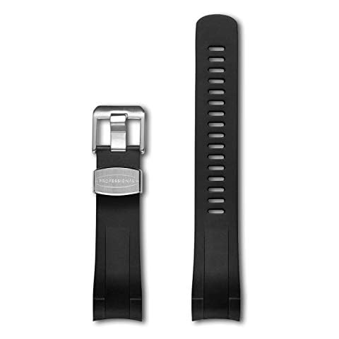 Crafter Blue TD01 Curved End Watch Band Rubber Strap Replacement for Tudor Heritage 41mm Black Bay 79230, 79350, 79363, 79730 etc - Black Cover