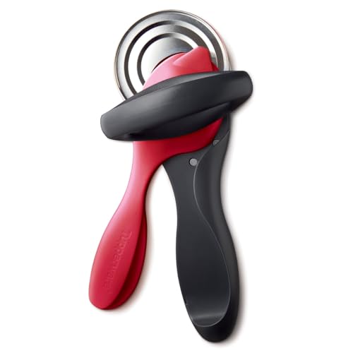 Tupperware Abrelatas ergonómico de borde liso rojo y negro