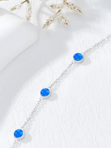 Image of Dorunmo Ankle Bracelet for Women 925 Sterling Silver Natural Stone Bracelet Anklet Summer Beach Jewelry Birthday Gifts for Mom