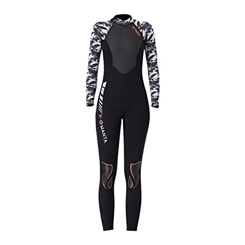 SK Studio Womens Wetsuit 3MM Neoprene Winter Swimwear Warm Diving Snorkeling Surfing Swimwear White G L Cover