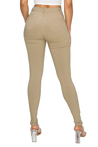 FASHION-LAND High Waisted-Rise Colored Jeans Ripped Destroyed Distressed Stretchy2