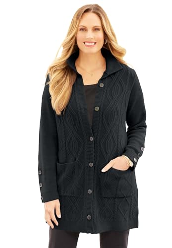 Catherines Women's Plus Size Cashmiracle; Buttonfront Cable Cardigan