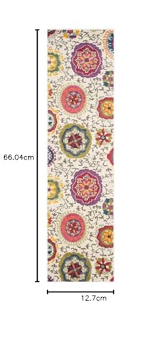 Safavieh Boho Rug for Living Room Dining Room, Bedroom - Monaco Collection, Short Pile, in Ivory and Multi, 66 x 305 cm - Image 2