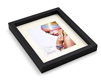 IDEAL TREND 3D Objektrahmen Bilderrahmen mit Passepartout & gehärtetem Glas Holz MDF Rahmen Foto Poster: Farbe: Schwarz | Format: 21x29,7 – Ansicht 6