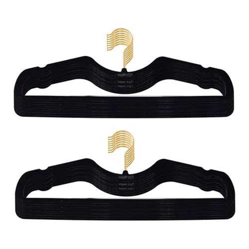 CUTSKY Velvet Hangers 50 Pack, Ultra Slim & Short Neck Hanger, 360 Swivel Hook, Space Saving Durable Non-Slip Felt Hangers,Black b