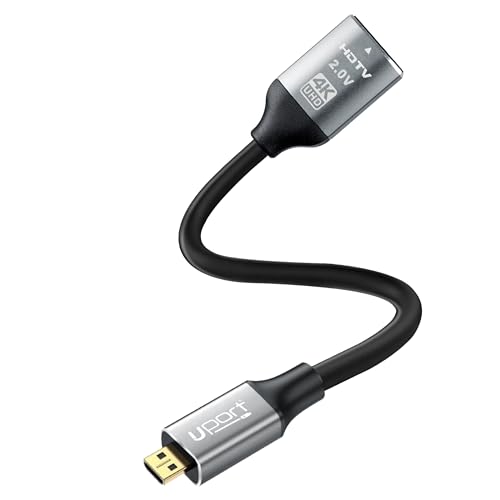 Image of Micro HDMI to HDMI Female Adapter - 20 cm, High Speed Adapter Supports 4K UHD 1080P Resolution 3D - Black