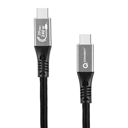 Image of Q- CONNECT Type C to Type C 2Mtr USB 3.2 with 240W PD and 40Gbps Data Transfer with 4K /60Hz Video Transmission-Nylon Braided High Speed Charging /Sync Cable with Aluminum Connector (2year warranty)