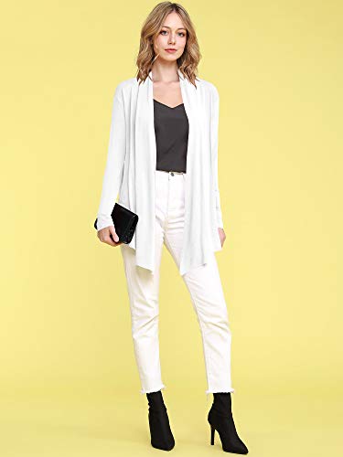 Image of Lock and Love Women's Draped Front Open Asymmetrical Cardigan - Casual Long Sleeve Lightweight Duster