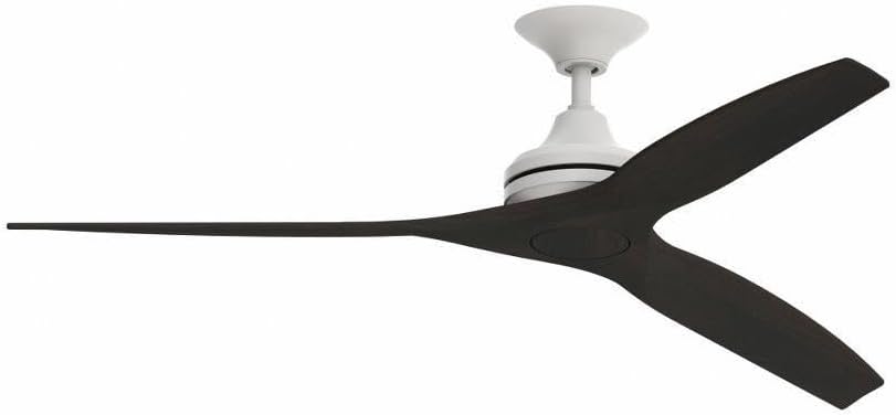 Fanimation Spitfire 3 Blade Ceiling Fan 12 Inch Tall and 60 Inch Wide with Brushed Satin Brass Finish and Matte White Blades