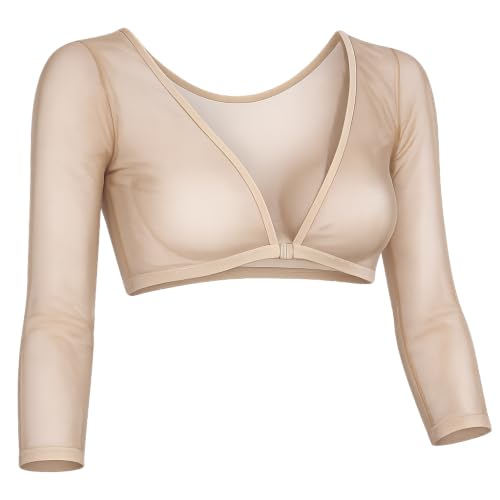 Image of Sleevey Wonders Women's 3 /4 Length Slip-On Mesh Sleeves | Sheer Reversible Arm Cover Up, Cooling Shrug Bolero for Dresses, Tops & Sun Protection