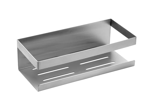 Schöner Wohnen Kollektion Wandablage Mod. Meleto aus rostfreiem Edelstahl für Duschzubehör ohne Bohren für glatte Oberflächen Farbe matt Maße 25 cm x 8 cm x 11,5 cm