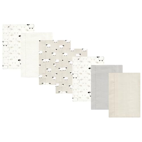 Image of Luvable Friends Hudson Baby Flannel Burp Cloths 7pk, Beige Sheep
