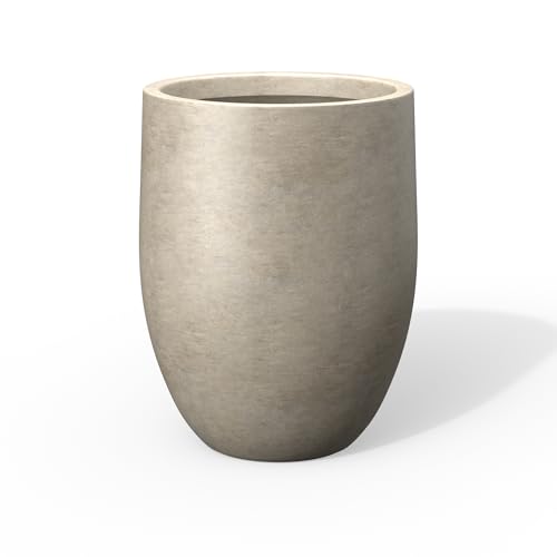 Kante Tall Concrete Planter, 21.7-Inch Height Weathered Concrete Large Indoor Outdoor Plant Pot with Drainage Hole for Patio Garden Home, Modern Decor for Flowers and Tree