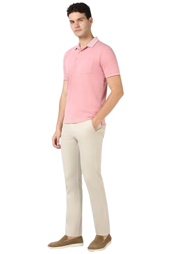 Image of Peter England Men's Straight Fit Mid Rise Chino Casual Trouser with Premium Dobby