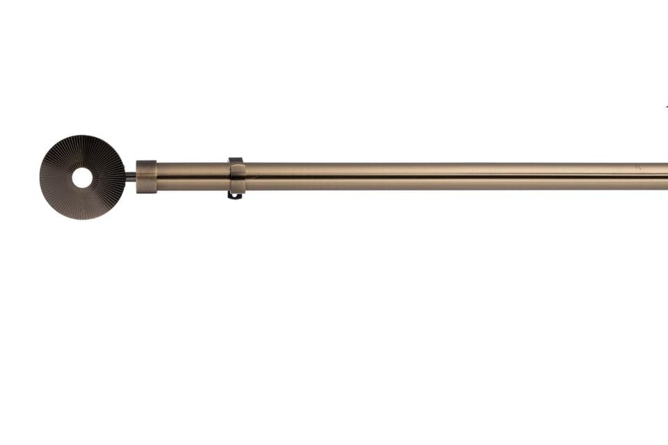 Lister Cartwright 28mm Antique Brass Fixed Metal Curtain Pole Set with Horologue Finial Voile Easy fit to Outdoor, Bedroom, Living Room (400 cm)