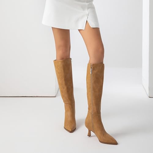 Image of Modatope Knee High Boots for Women Kitten Heel Boots