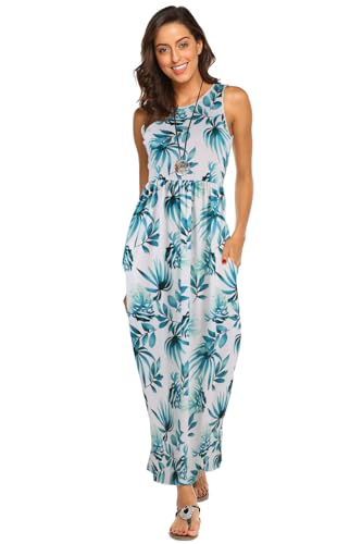Image of Hount Women's Summer Sleeveless Striped Flowy Casual Long Maxi Dress with Pockets