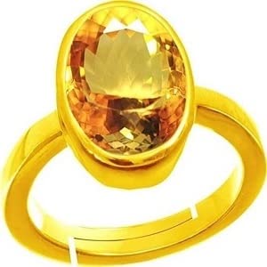 Natural Yellow Topaz Gemstone Ring 5.25 Ratti / 4.50 Carat (Sunela Stone Ring) Lab Certified Adjustable Ring in Panchdhatu for Men and Women, Sunhela Stone Ring-image-32