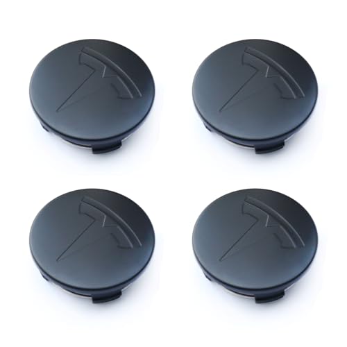 Tesheer Wheel Center Hub Cap Kit with Tesla Emble Brand Center Caps for Model 3 Model Y with 20 Lug Nut Covers (4PCS) (Matte Black)