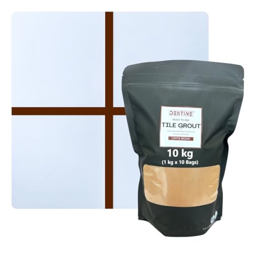Image of DESTINE READY-TO-MIX inchTILE GROUT inch (16 COLOURS) (ALL PACKS: 100 Gm,250 Gm,400 Gm,800 Gm,1 Kg), Waterproof, Crack Filler, Cement Based Tile Gap Filler (10 Kg, Coffee Brown)