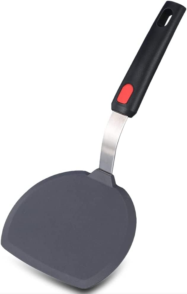 Image of Silicone Spatula Heat Resistant Flexible Rubber for Nonstick Cookware, Burger Pancake Spatula Turner Large Silicone Spatula for Cooking Kitchen Utensil (Black) (Pack of 1)