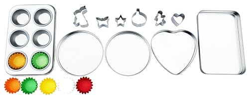 Quadrapoint Super Deluxe Pan Set Replacement compatible with Easy Bake Ultimate Oven | Cupcake Liners THAT WILL FIT IN OVEN UNLIKE OTHERS! | 6 Mini Cookie Cutters