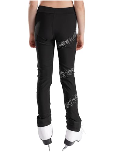 Linjinx Kids Boys Girls Shiny Rhinestone Dance Pants Ice Skating Workout Sports Practice Leggings Yoga Tights Trousers4