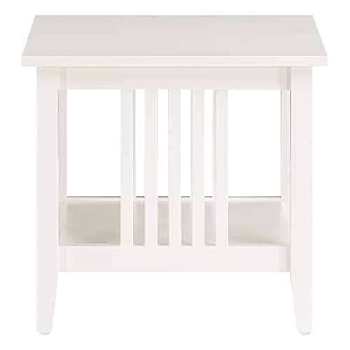 Image of OSP Home Furnishings Sierra End Table with Lower Storage Shelf and Mission Style Side Panels, White