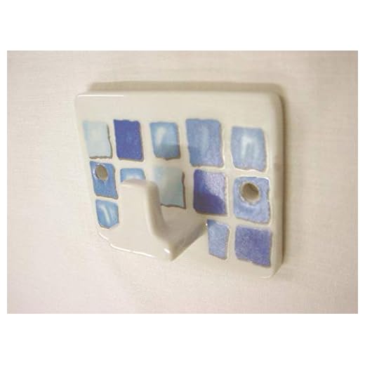 Percha Colgador Gancho Colgar Individual Cubo Pared BAÑO Porcelana Mosaico Azul