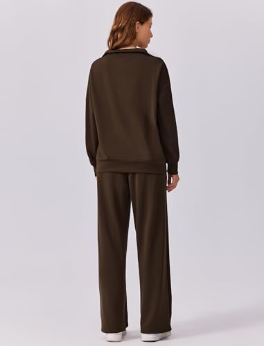 Image of PINSPARK 2 Piece Sets for Women 2026 Fall Outfits Sweatsuit Oversized Sweatshirt Wide Leg Sweatpants Matching Set Tracksuit